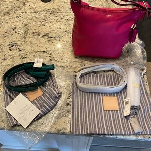 GUC Fuchsia Hot Pink Coach Legacy Duffle Med. w/2 new tassel strap kits lot